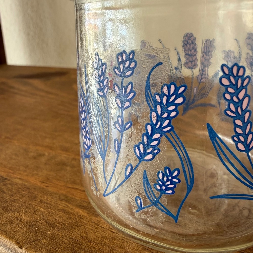 Oui by Yoplait Limited Edition 5oz Glass Yogurt Jar Blue Pink Lavender Floral